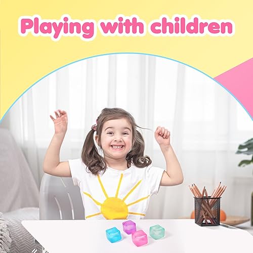 Miniatura 6 de Paquete de 2 cubos de estrés Squishy Stress Balls para adultos y niños, juguete para ansiedad para tu mejor suavidad y relajación, cubos de hielo,