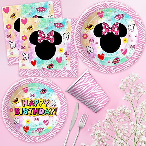 Apowbls Minnie Birthday Plates And Napkins Party Supplies Girl - Minnie Theme Mouse Party Decorations Tableware, Plates, Cups, Napkins, Minnie 1St 2Nd 3Rd Birthday Decorations Dinnerware | Serve 24 #TOP3