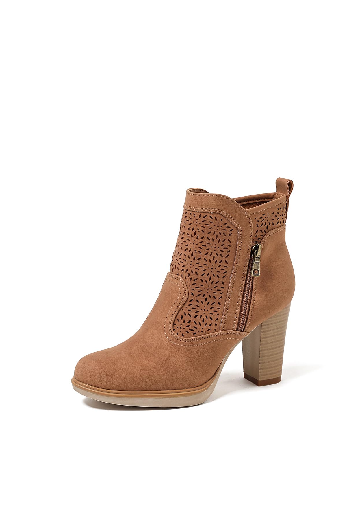QUEEN HELENA Tronchetti Traforati Stivaletto con Tacco Casual Donna X30-113