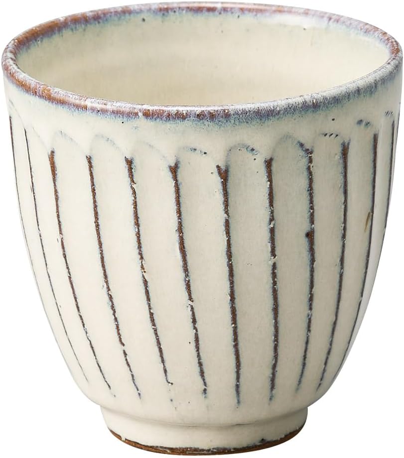 Marui Seitou MR-3-3489 Shigaraki Ware Hechimon Rice Bowl, Small, Blue Hagi Carving, 4.5 inches (11.5 cm)