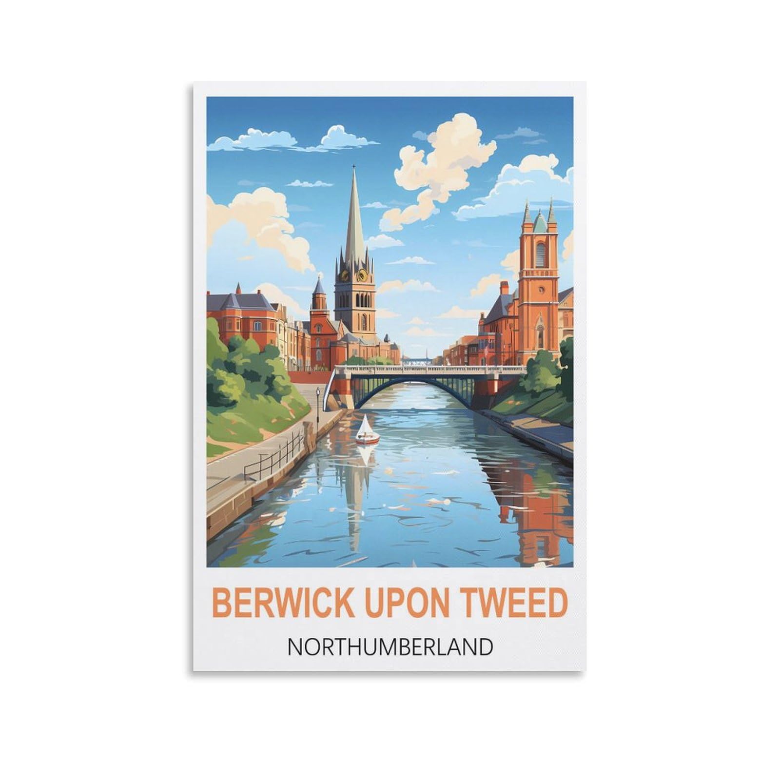 EZMLFA 5D Diamond Painting Kits for Adults,Berwick Upon Tweed Northumberland,DIY Full Round Drill Diamond Dot Gem Art Kits for Adults,Crafts for Decor 40x40cm