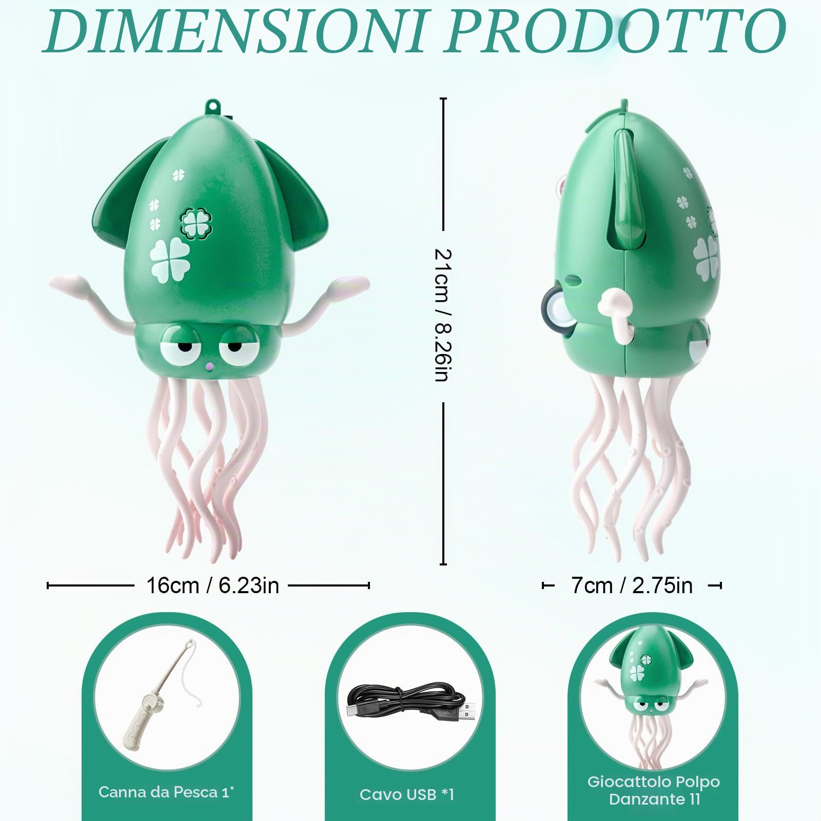 Giocattoli per Elettrico Polpo Danzante, Polpo Danzante con Luci e Musica, Giocattoli Interattivi Ricaricabili per Bambini, Regalo di Natale e di Compleanno per Maschietti e Femminucce