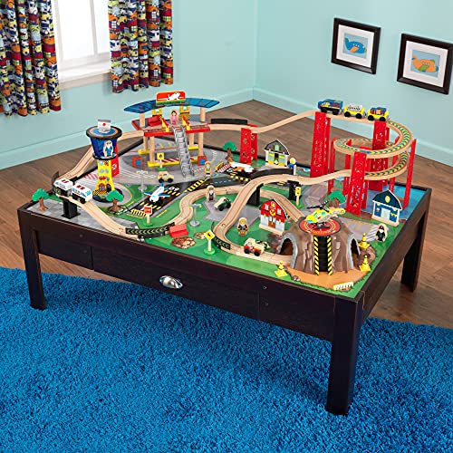 Kidkraft 17976 Multi-Level Airport Express Espresso Train Set & Table thumb #2