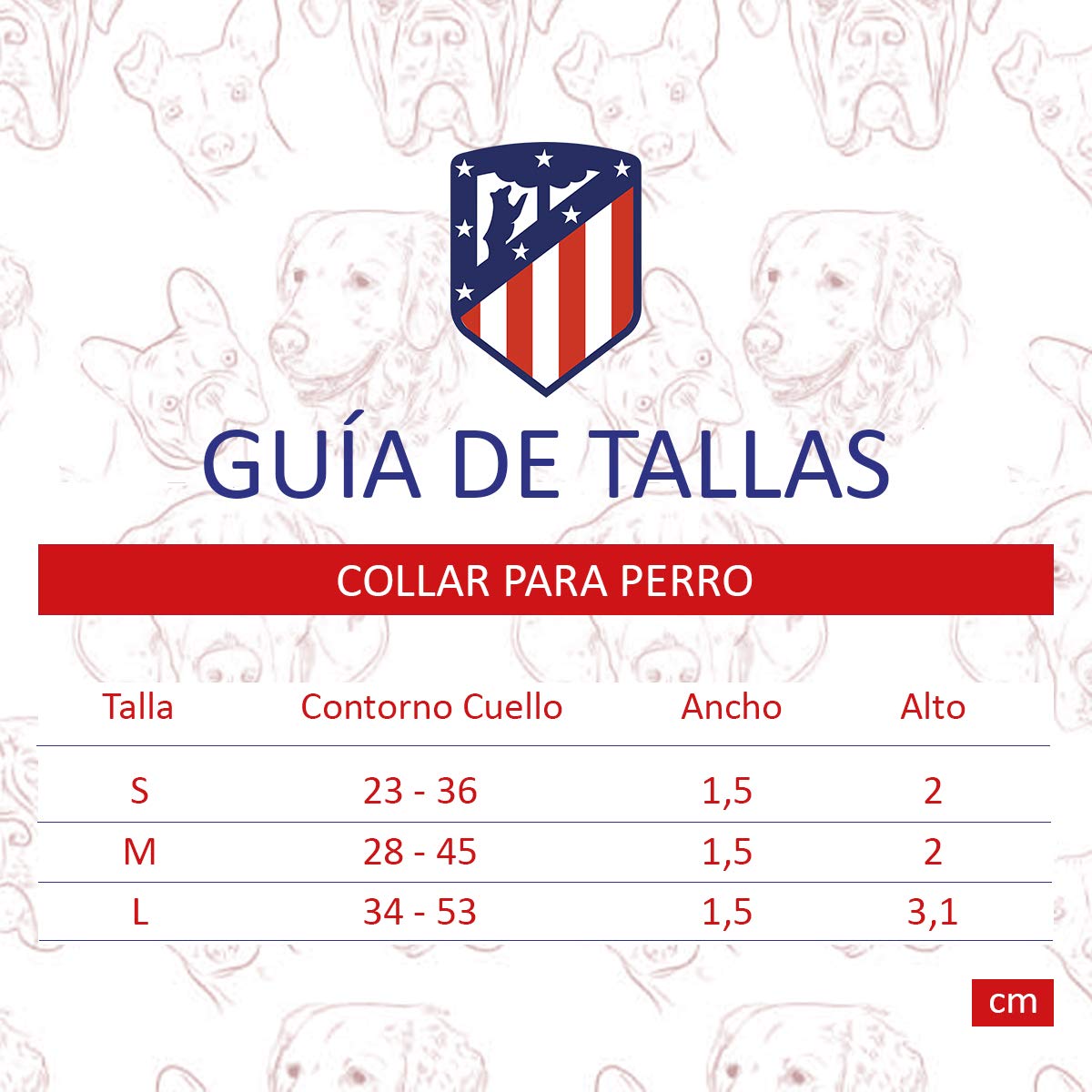 CYP Brands Atlético De Madrid Hundehalsband – Offizielles Vereins-Halsband Mit Clipverschluss (Größe S, Rot)