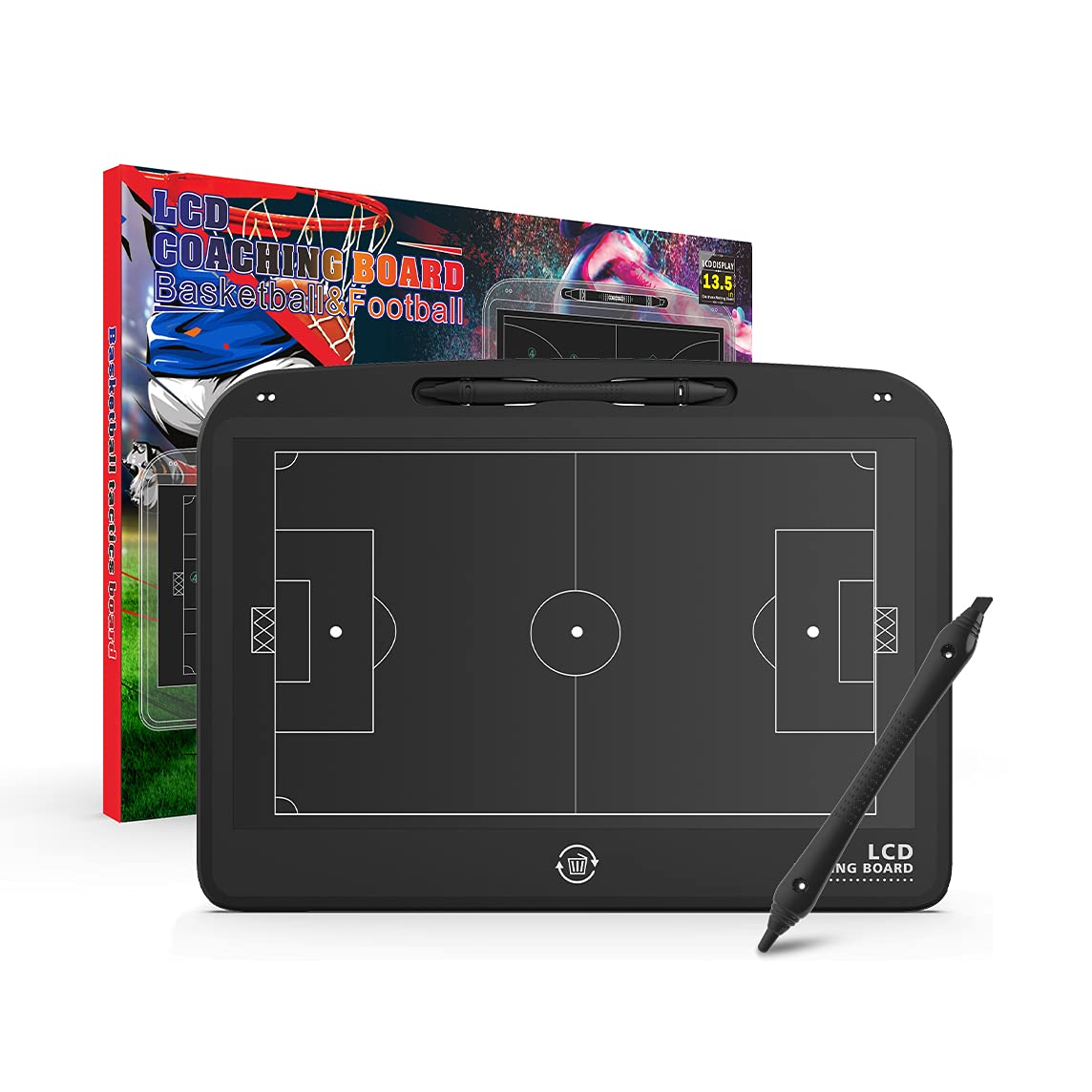 VNVDFLM13.5 Electronic Football Tactical Board Basketball Coaching Board,LCD Soccer Strategy Board with Stylus Pen,Basketball Marker Board Training Writing Tablet Coach Gifts