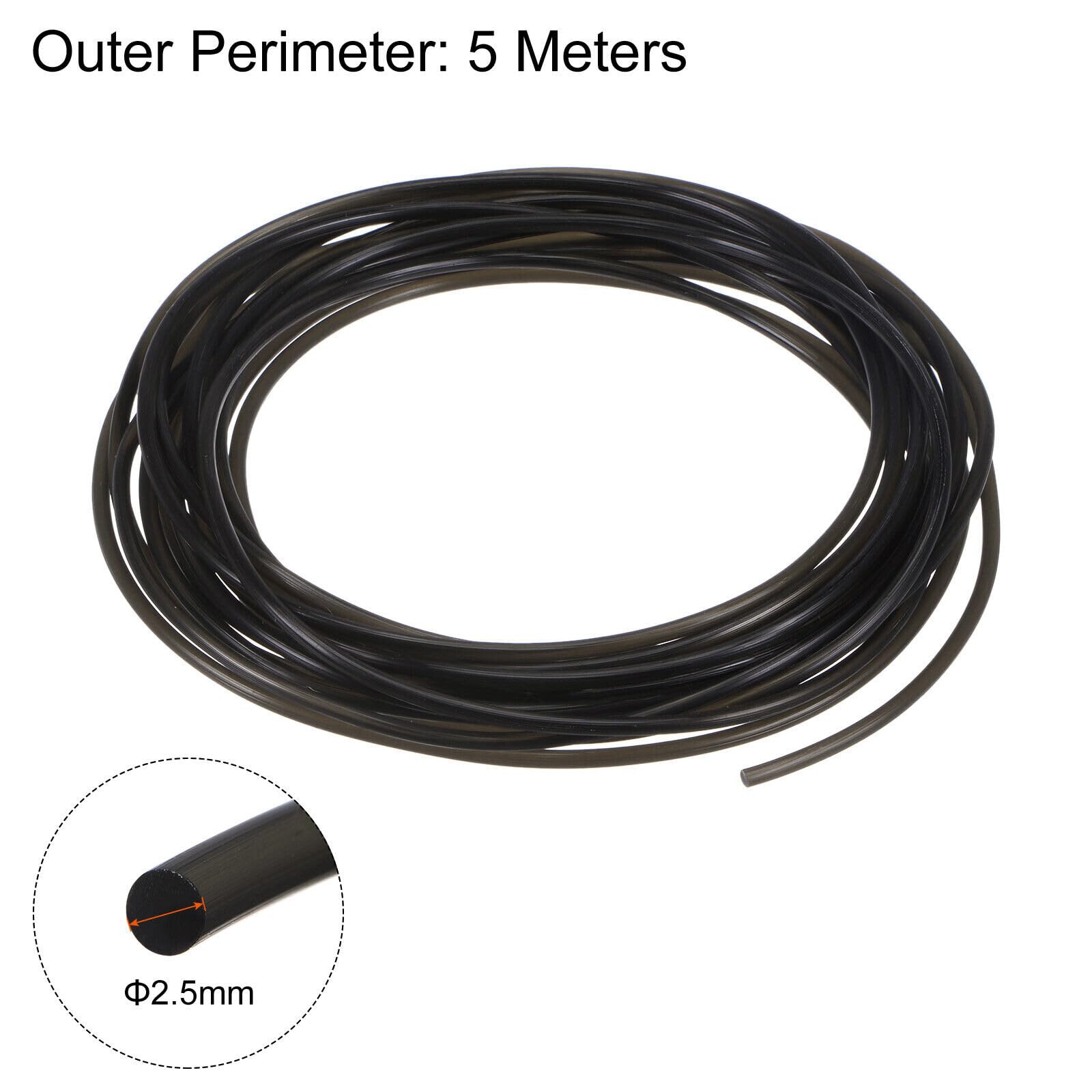 Tool Parts and Accessories Round Belts 2.5mm Dia 5 Meters Length Smooth Surface PU Polyurethane Black (#CN-140824-11676)