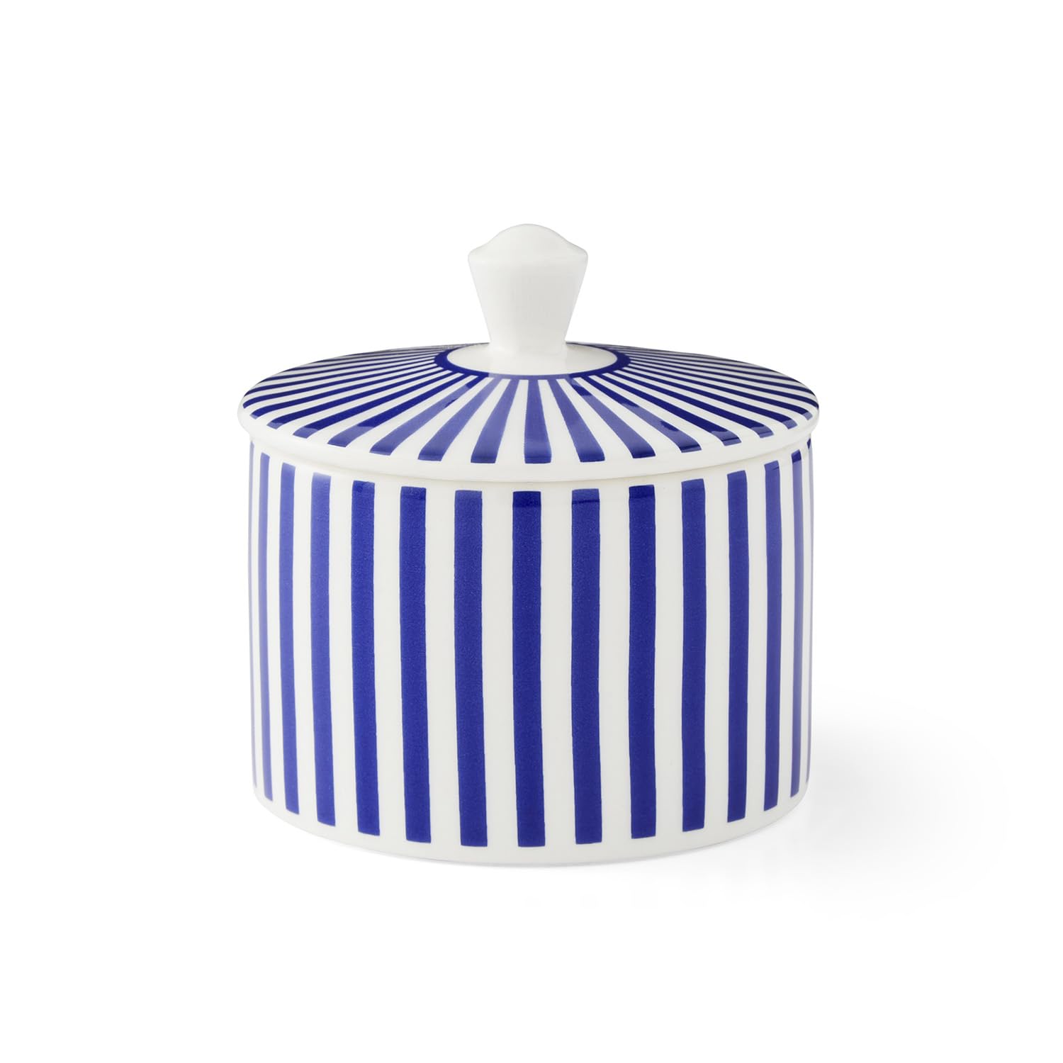 Spode Steccato Covered Sugar Bowl with Lid | Porcelain Salt Bowl for Kitchen Counter | Made of Ceramic Earthenware | Dishwasher Safe | Cobalt Blue Striped Design; 10-Ounce