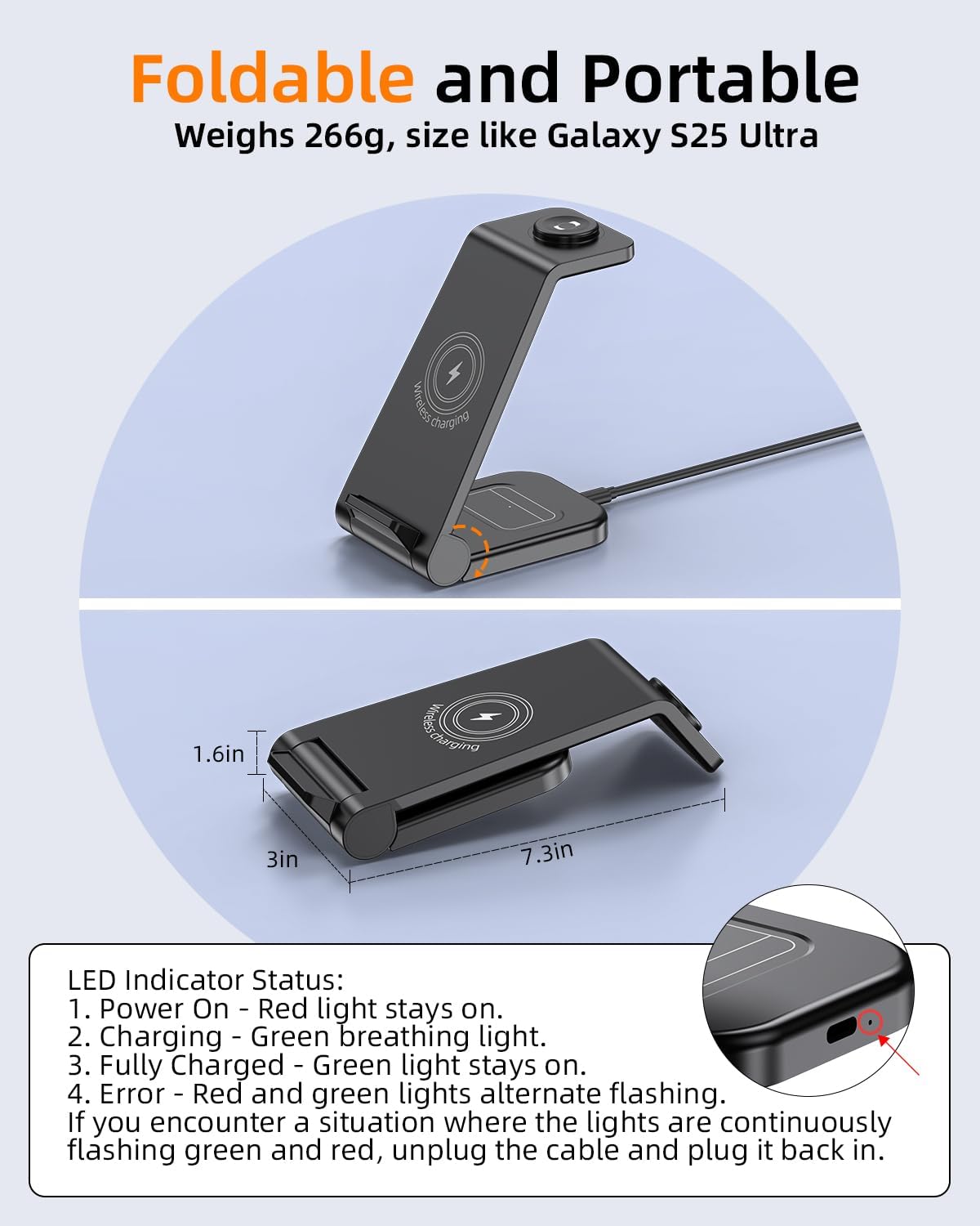 Wireless Charger for Samsung, 3 in 1 Wireless Charging Station for Samsung Galaxy Watch 8 7 6 5 4 3 Pro Classic Galaxy Buds 3/2 Pro,Charger for Samsung Galaxy S25 Ultra/S25/S24/S23/S22/S21/Note20