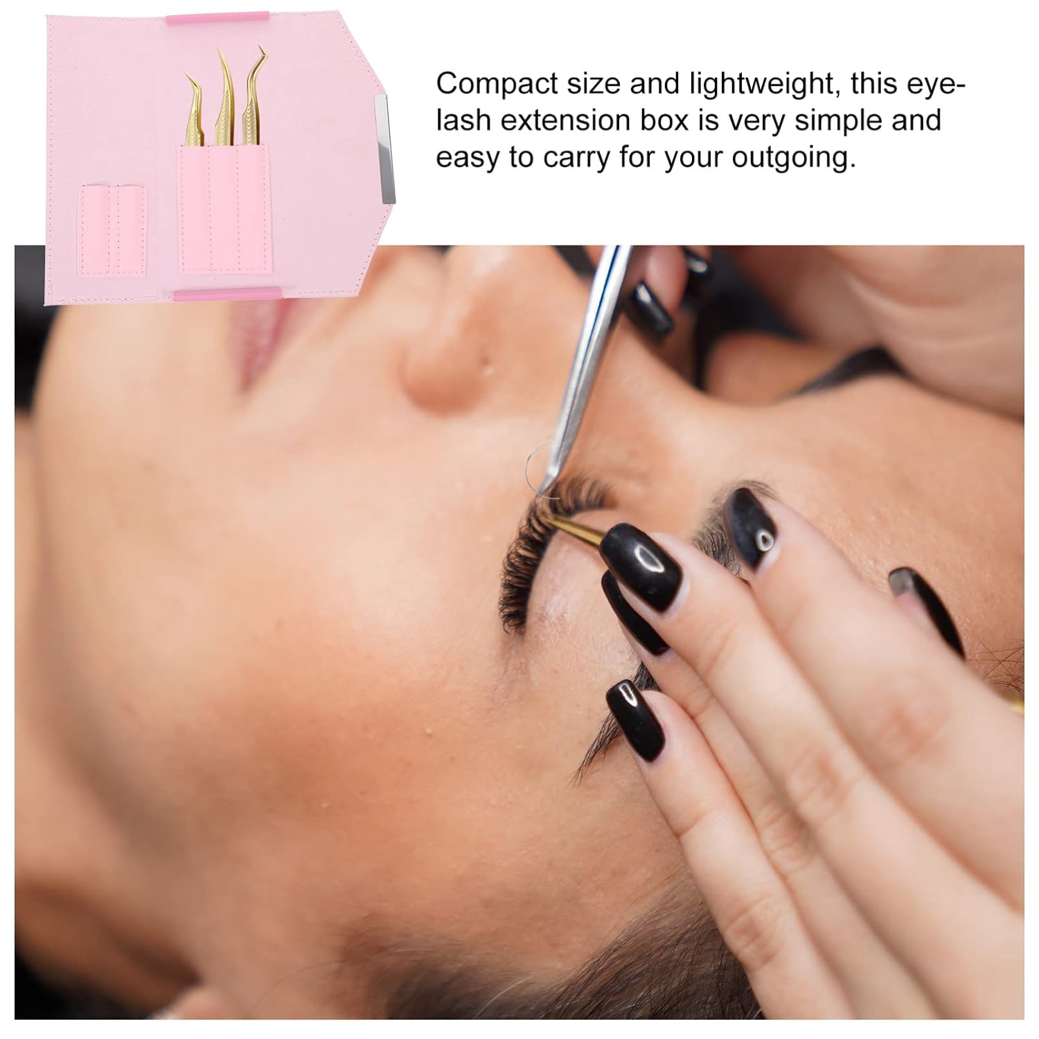 Beaupretty Eyelash Tweezers Case Portable Storage Bag Compact Protective Box for Eyelash Extension Tweezers Travel and Home Use