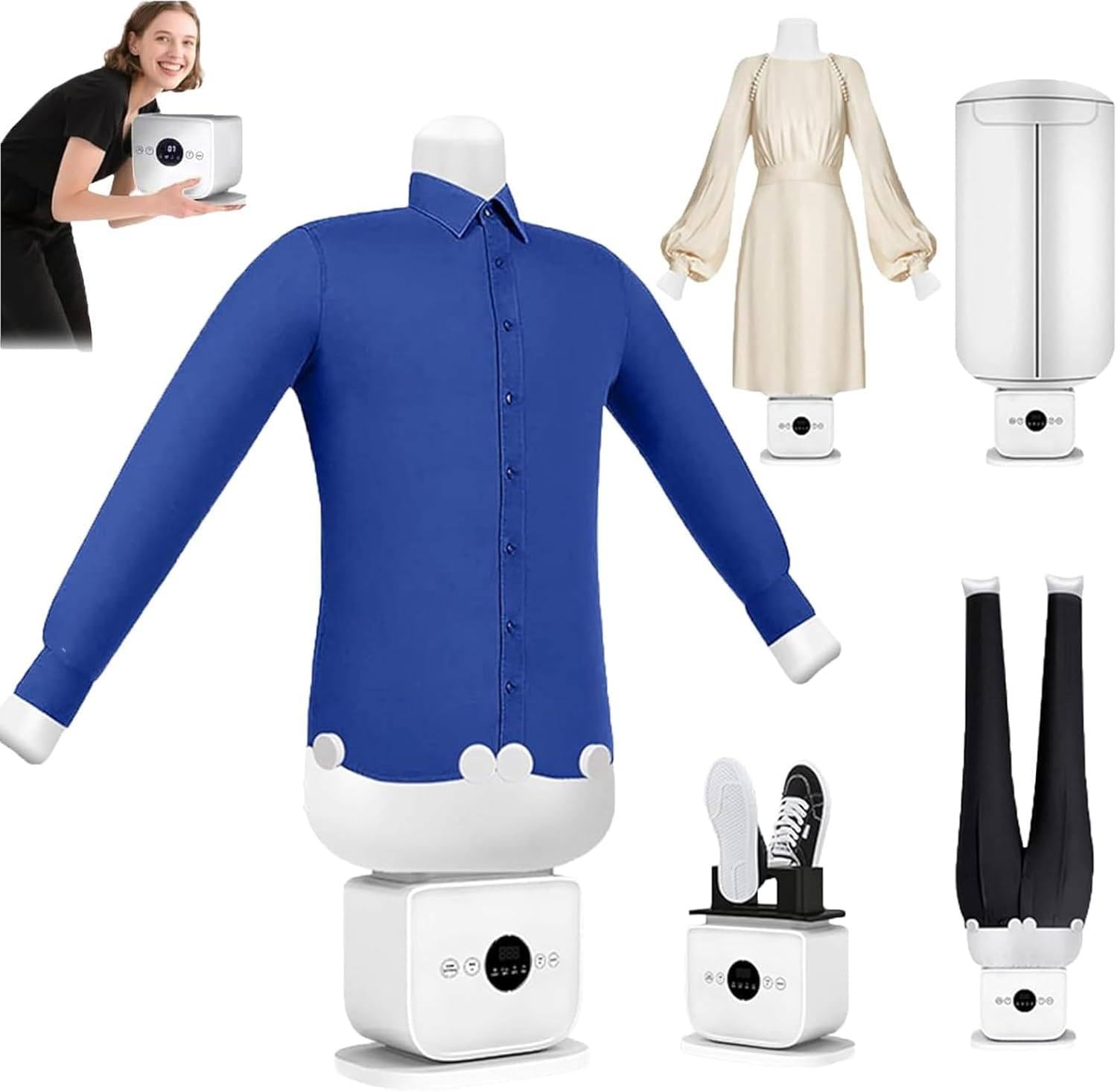 1400W Automatic Inflatable Shirt Steam Ironing Machine - Hands-Free Clothes Dryer, Temperature Adjustable Wrinkle Remover for All Fabrics & Shoes