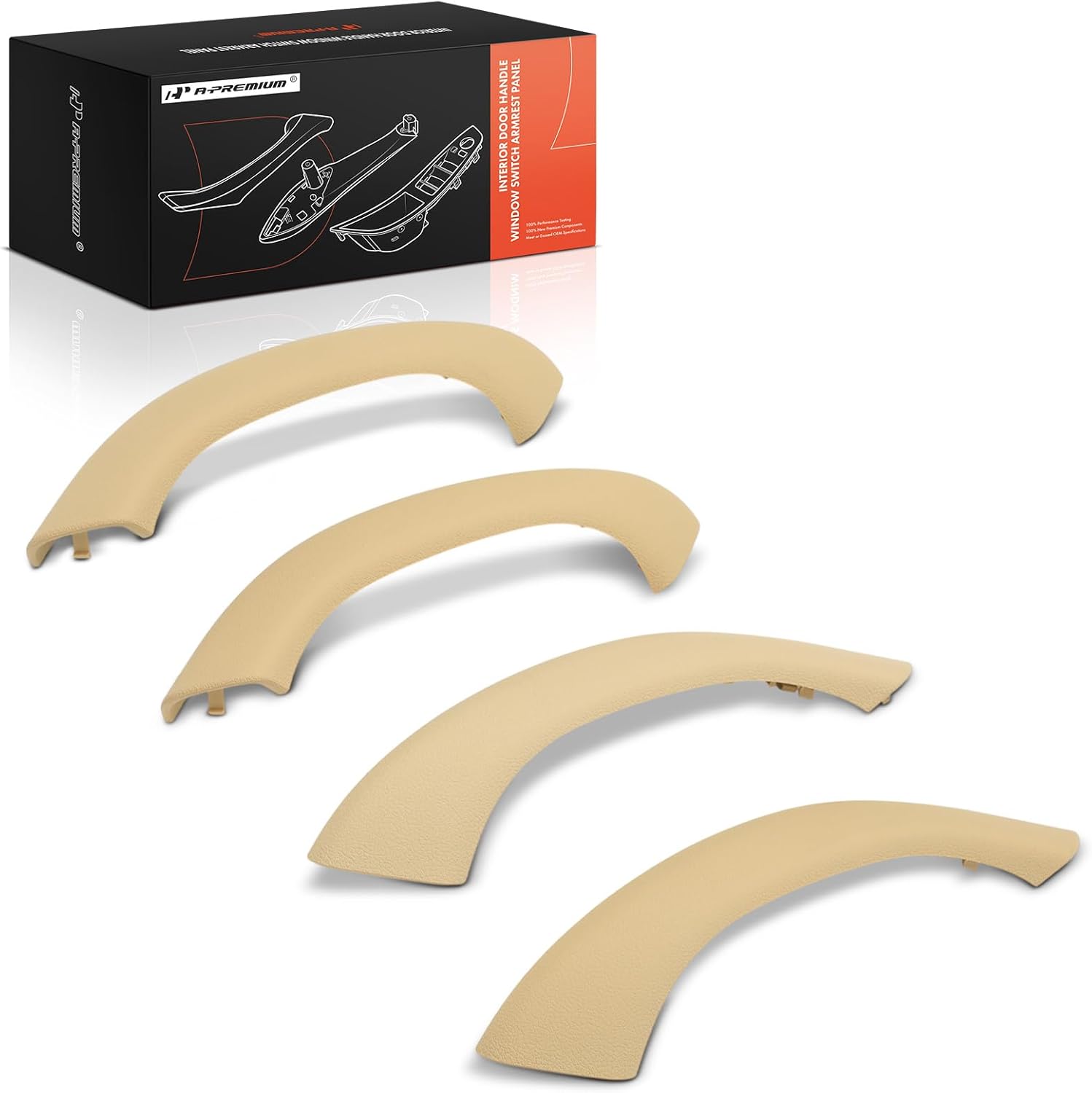 A-Premium Door Armrest Interior Door Pull Handle Trim Cover Compatible with BMW F48 Series X1 2016-2021, F39 Series X2 2020-2021, Driver and Passenger Side, Beige, 4-PC Set