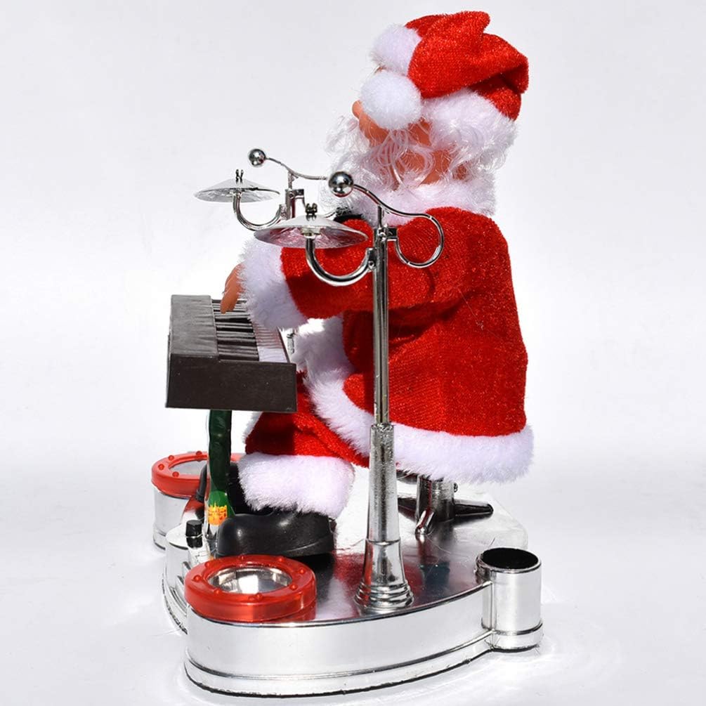 Toyvian Musical Christmas Santa Claus Electric Santa Claus Playing Piano Toy Christmas Table Ornament Kids Xmas Without Battery image 5