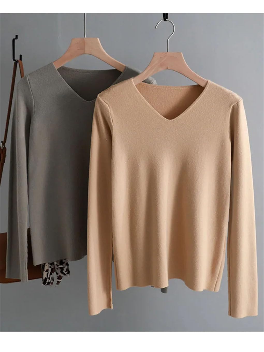 Maglione invernale casual pullover per le donne con scollo a V solido maglia sottile manica lunga maglioni caldi