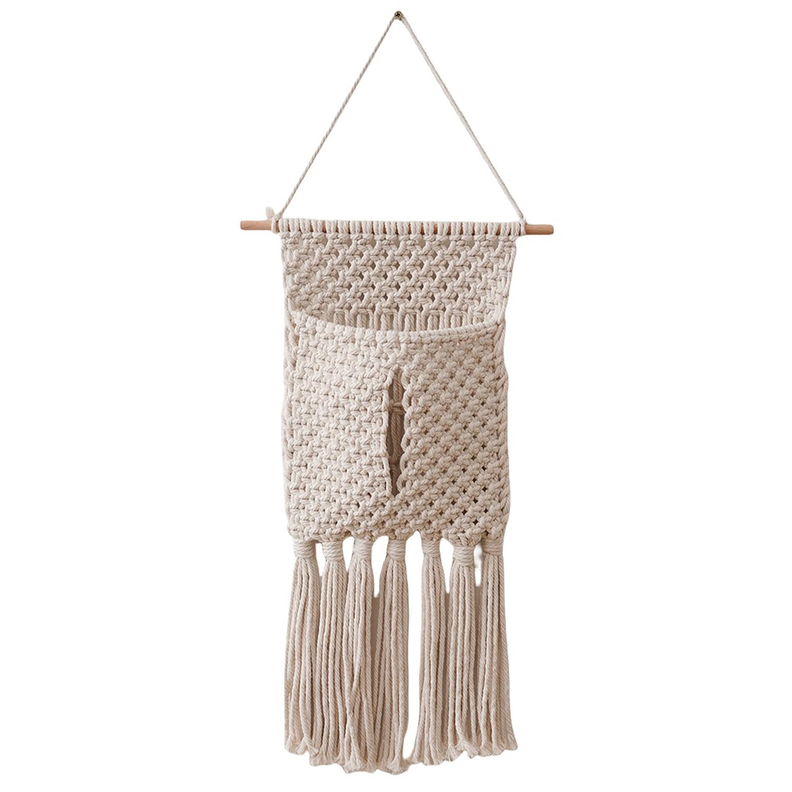 Buxuaaaa Multicolor Dried Flower Basket Handwoven Cotton Rope Tassels Macrames Tissue Holder Cover Wall Hanging Pocket Indoor Home Decors Handwoven Tapestrys