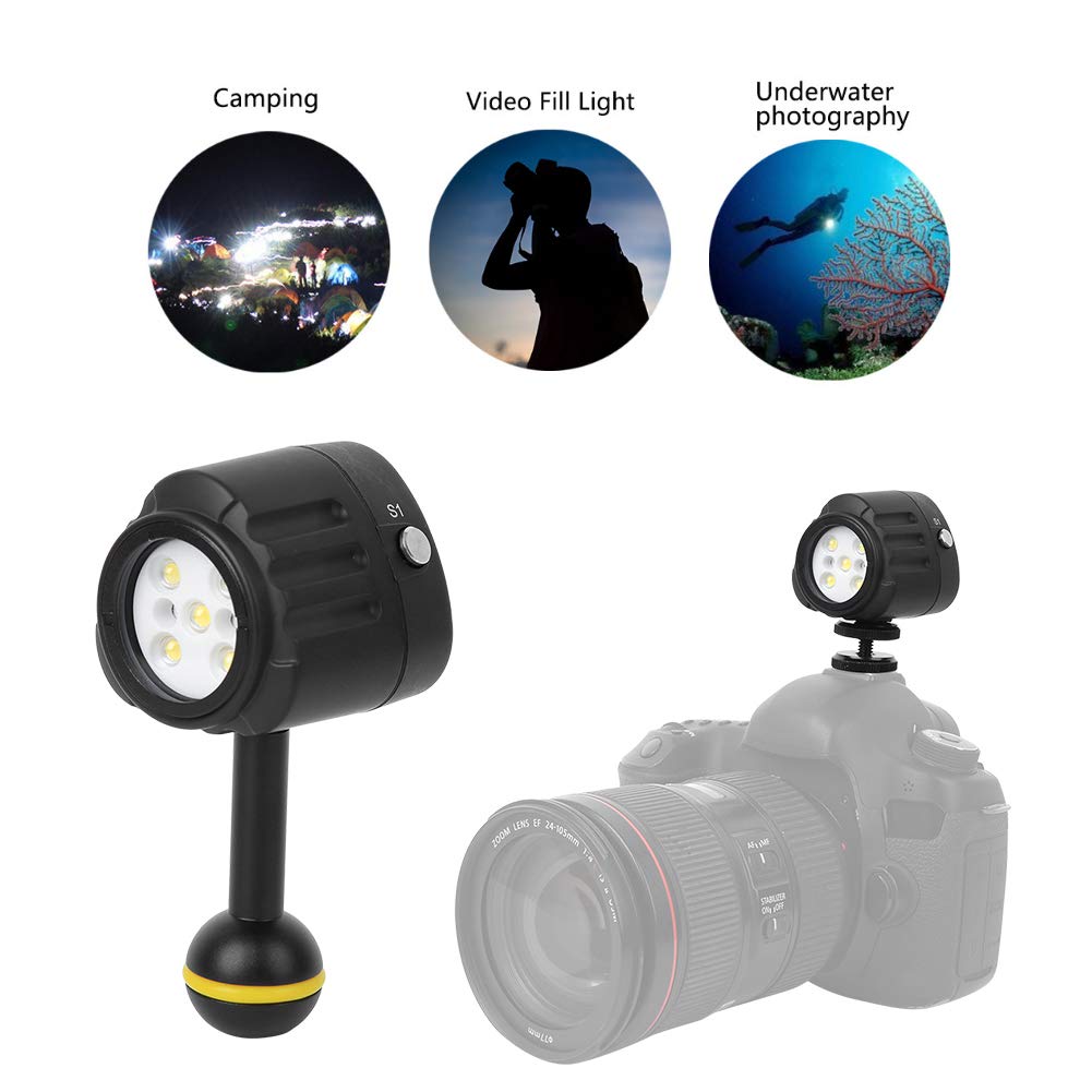 Luce Subacquea LED, Lampada Video Impermeabile per Fotografia e Riprese Subacquee fino a 40 m, Illuminatore da Immersione per Fotocamera, Action Cam e Attrezzatura Diving