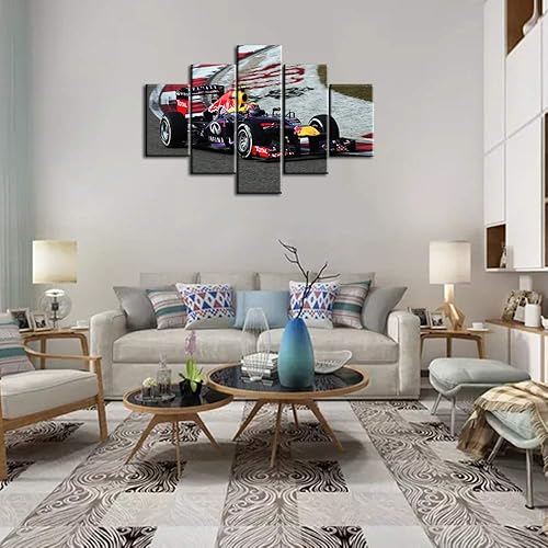 Miniatura 4 de Red Bull F1 Team Racing - Lienzo impreso con diseño de autos de carreras, 5 piezas, imágenes de Fórmula 1, circuito de Cataluña, lienzo de varios