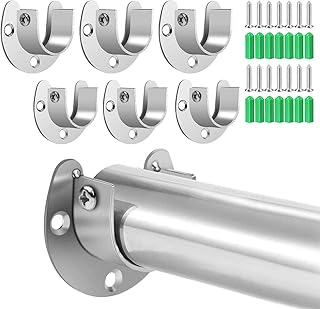 Osuter 6PCS Asta Armadio Supporto Acciaio Inossidabile Heavy Duty Asta Sostegno Durevole Supporti Armadio per Tenda Doccia Asta per Guardaroba