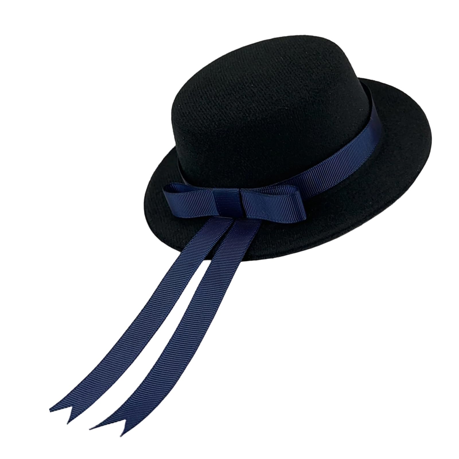 Jazuaiao Tiny Felt Hat with Ribbon Miniature Doll Hat Decoration for Costume Crafting Sewing Project Clothing Decoration Accessories