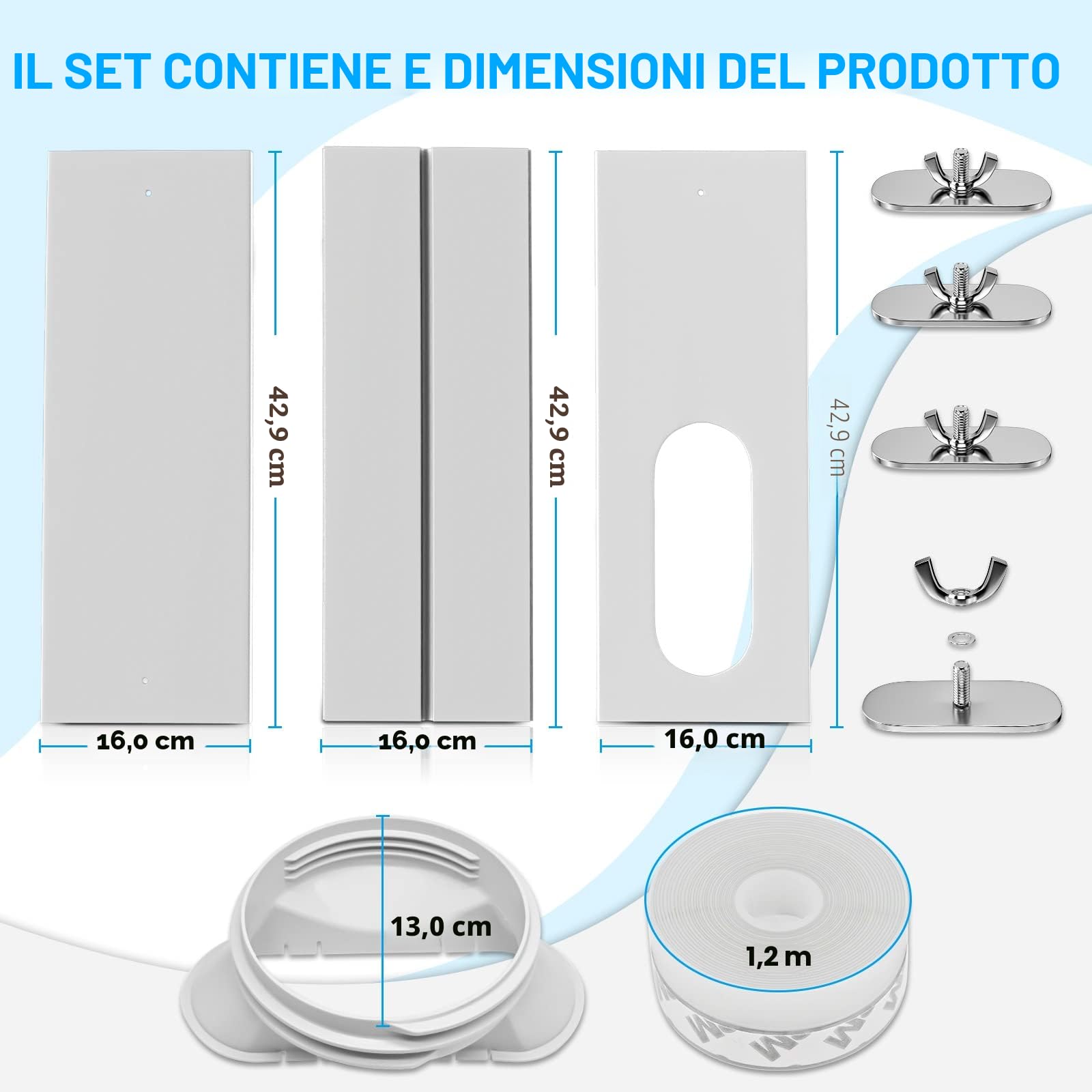 RUIZHI Kit Finestra per condizionatore d'Aria Portatile,copertura della finestra a tapparella Accessori Condizionatore,per finestre scorrevoli Orizzontali e Verticali