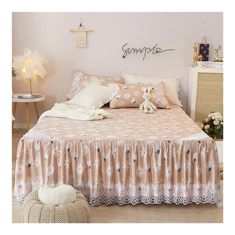Mantovana giroletto con stampa, 150 x 200 cm, in pizzo, per la casa, coprimaterasso con gonna (Xiangyanghua, queen 150 x 200 cm, 1 pezzo)