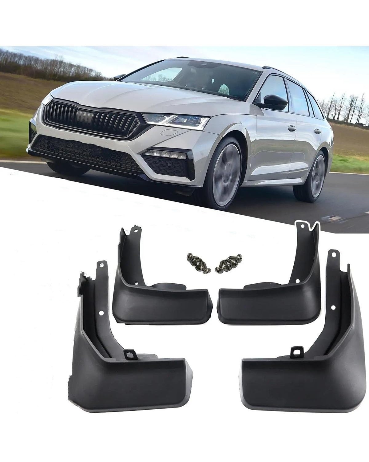 SIJYG1 Car Mudguard For Skoda For Octavia For NX For A8 For RS Sedan Liftback Estate 2020 2021 2022 4x Mud Flaps MudFlap Splash Guards Mudguards Car Splash Guards