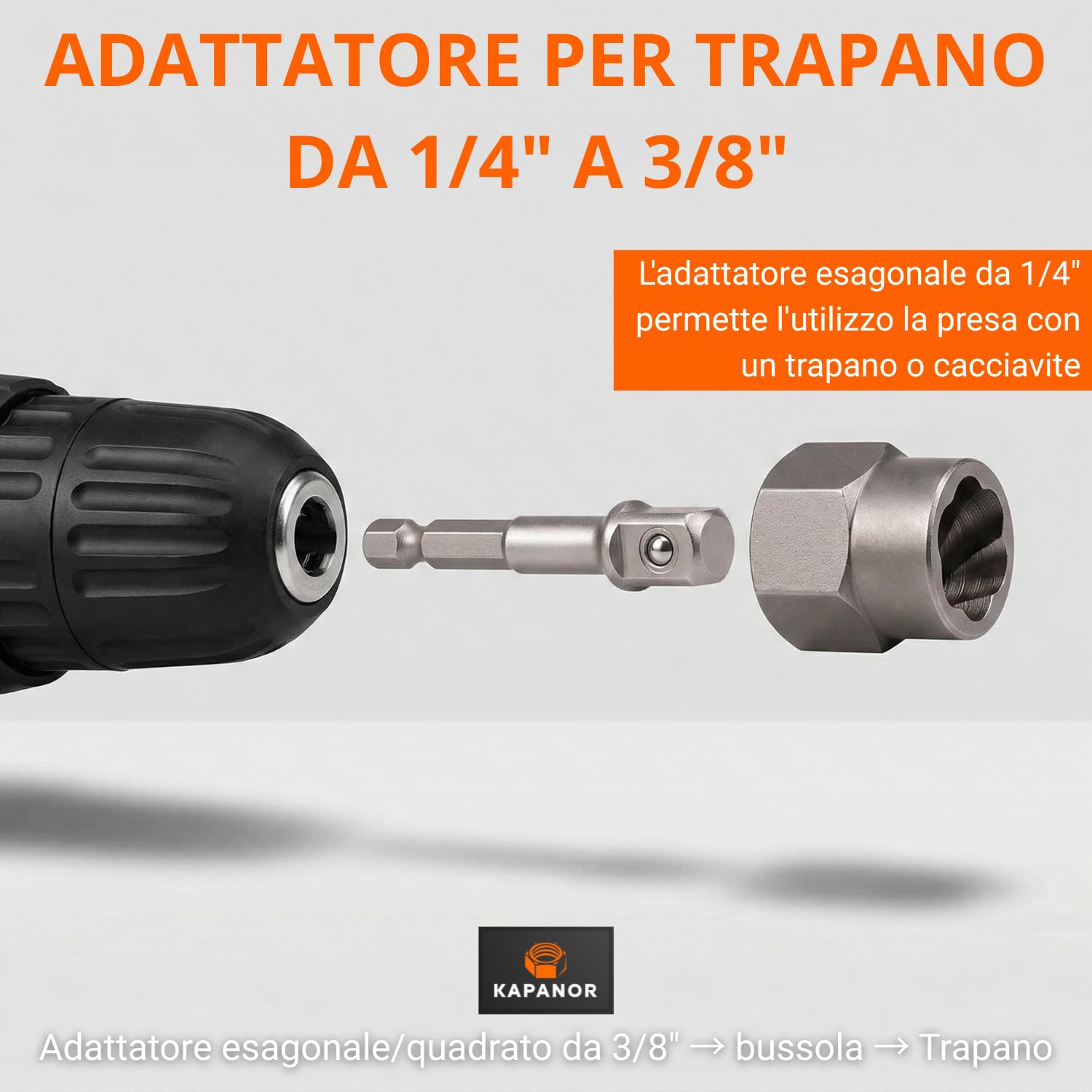 Estrattore Viti Spanate Kit 13 Bussole per Avvitatore 6,35-19mm + Adattatore HEX - Bulloni Antifurto Ruote Auto Estrattori Viti Danneggiate - Scanalature Inverse Cricchetto 3/8" Trapano Moto ✯KAPANOR✯
