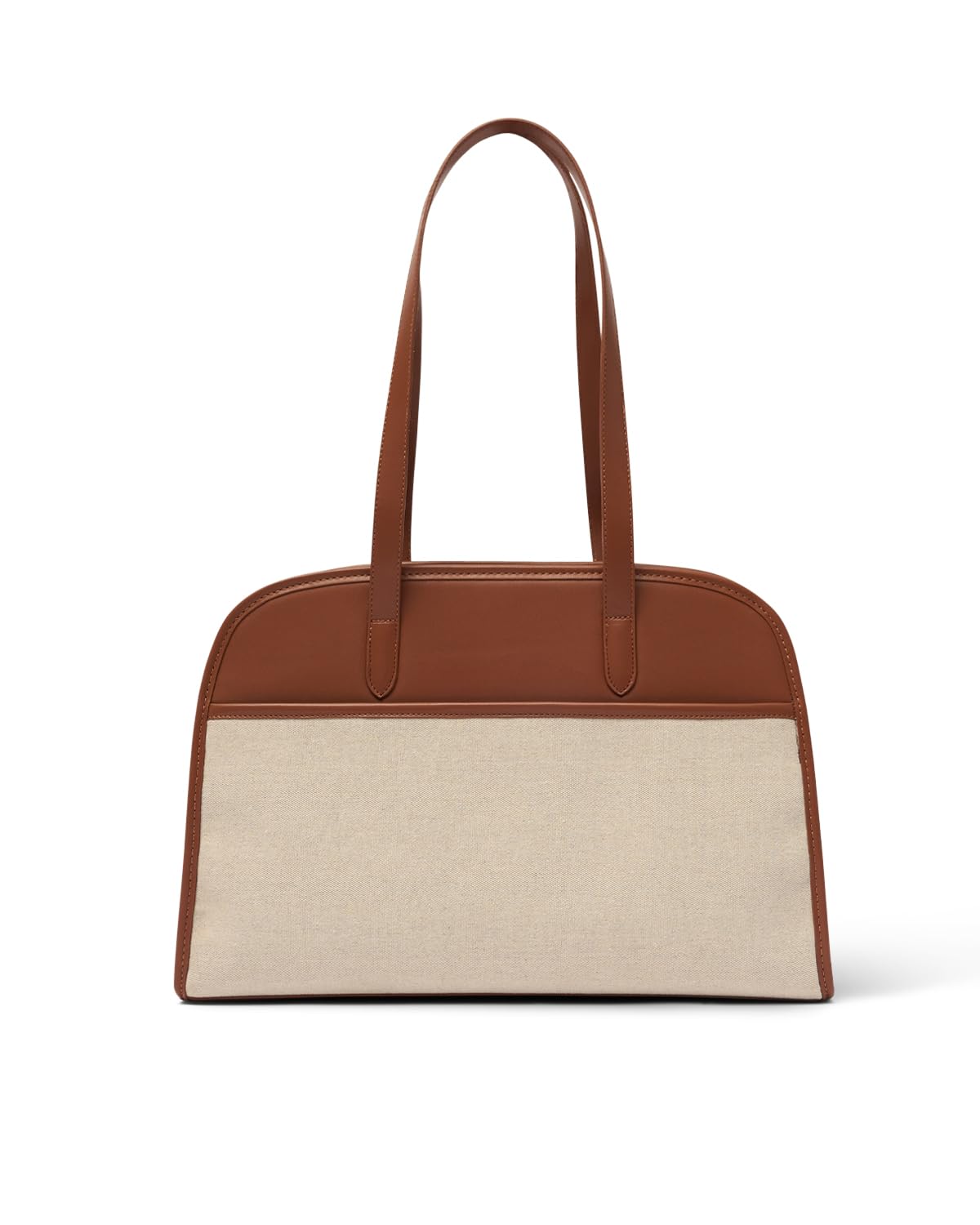 Work Tote Bags for Women 15.6 Inch - Canvas Leather Computer Bag with Zip Compartments - Briefcase for Women Professional Office Purse - Brown + Beige