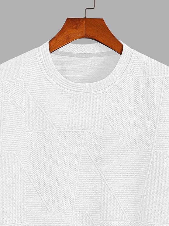 Image of GRECIILOOKS T Shirt for Men Poly Cotton | Textured Oversized Fit Man t-Shirt | Round Neck Half Sleeve Men t-Shirt's (Available in Plus Size)