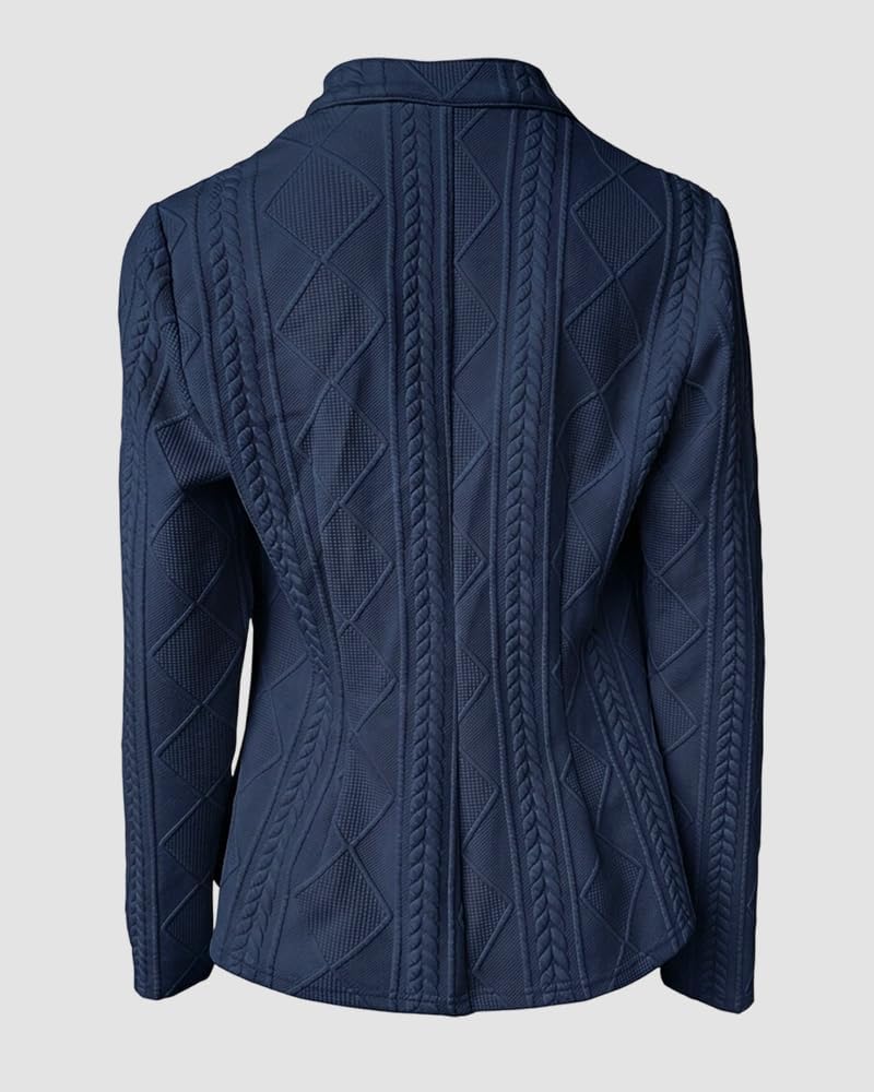 CHICME Women's Argyle Cable Knit Cropped Jacket image 5