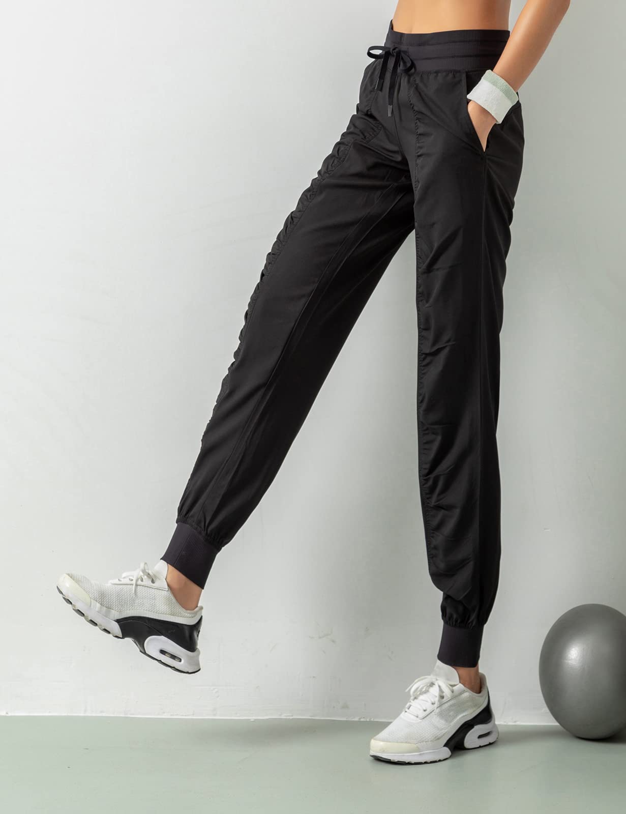 TOPLAZA Pantaloni Sportivi Joggers Donna Pieghettato Vita Alta con Tasche