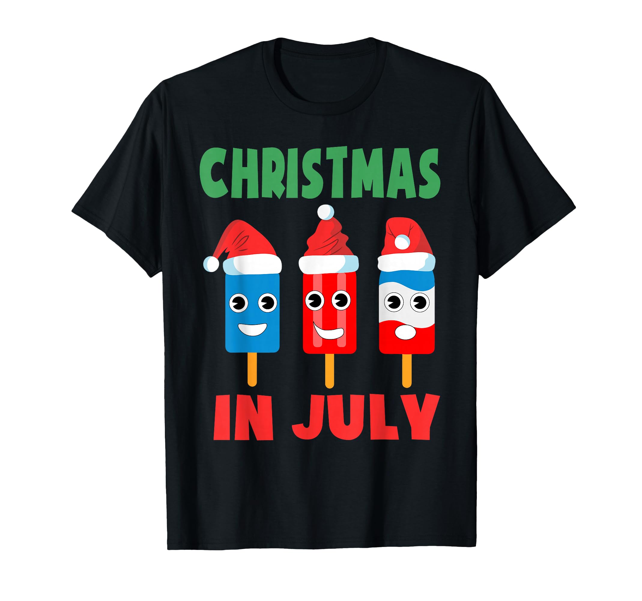 Christmas in July Ice Pops in Santa Hat Kids Toddler Cute T-Shirt