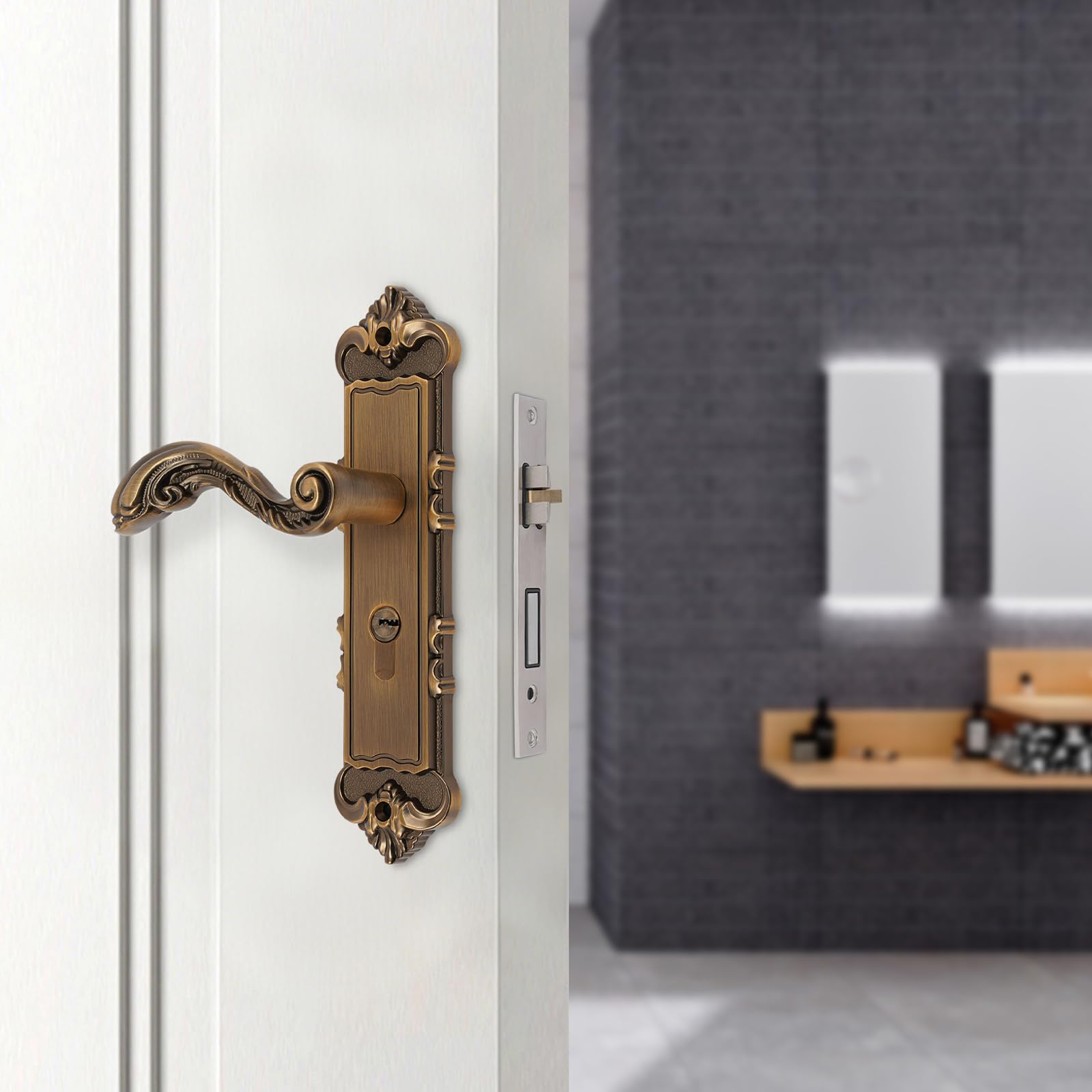 Serratura per porta in stile europeo, Con Maniglia Serratura Cilindro Antico Bronzo Colori Per Il Soggiorno Camera Da Letto Porta