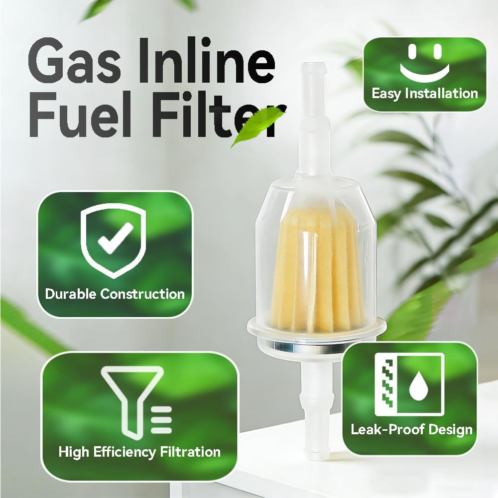 AM116304 25 050 22-S Gas Inline Fuel Filter Fit for John Deere Kohler 120-436 71-5960 120-436 GY20709 For 38666 149-2206-01 21541500 98021 1/4 Inch x 5/16 Inch Fuel Line