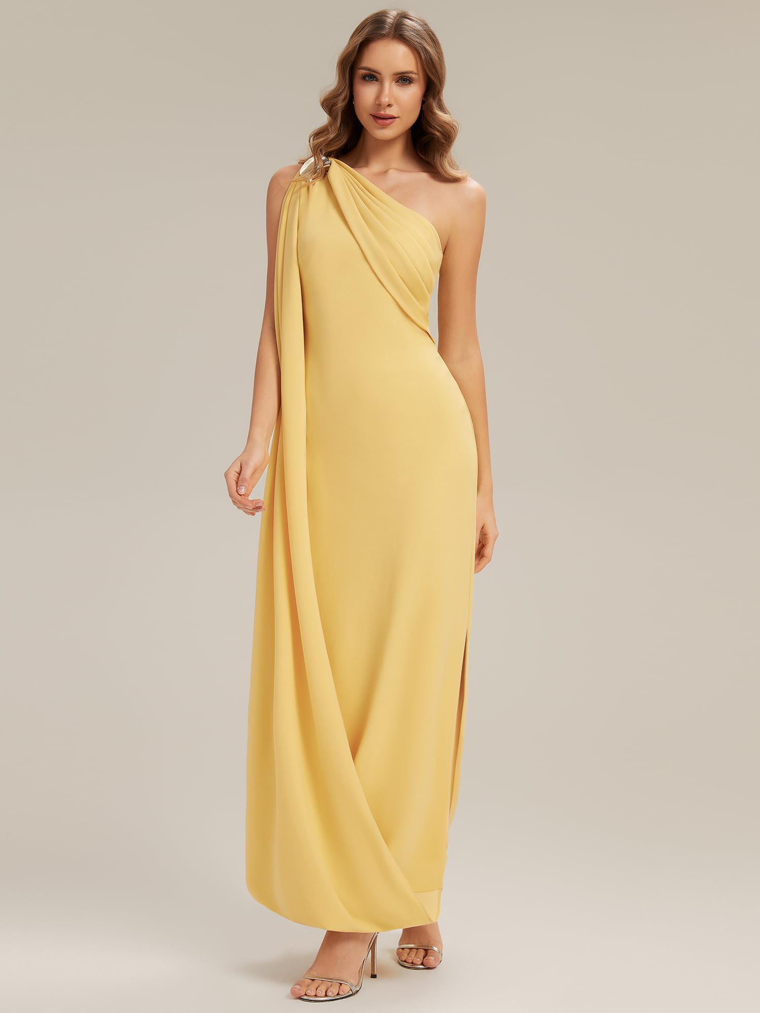 Ever-Pretty Robes d'invité de Mariage Col asymétrique sans Manche Tricot Maxi Robe Droite EG02698