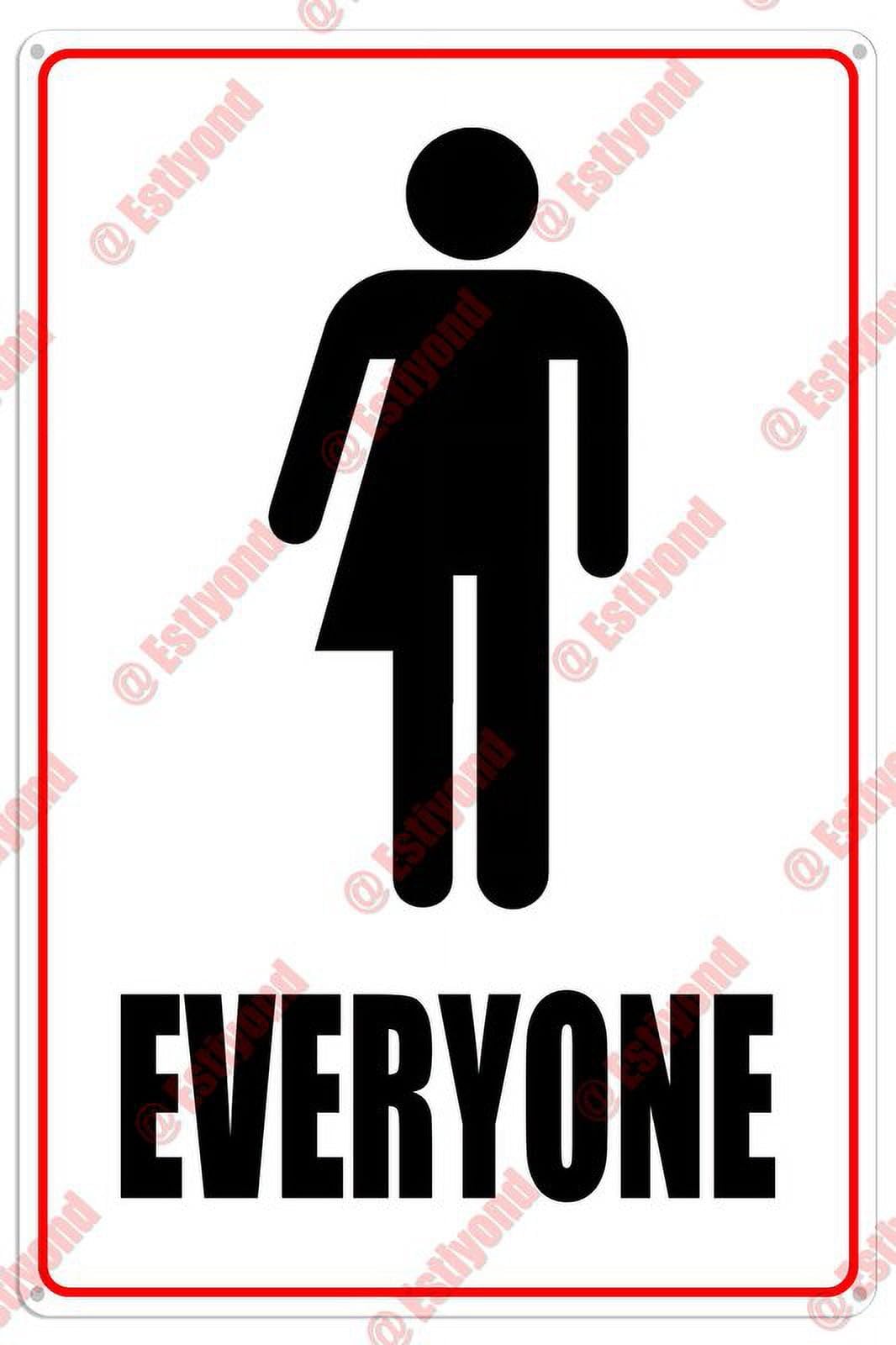 peiyeety Everyone Bathroom Unisex Caution Warning Notice Aluminum Metal Sign 12x16 Inches