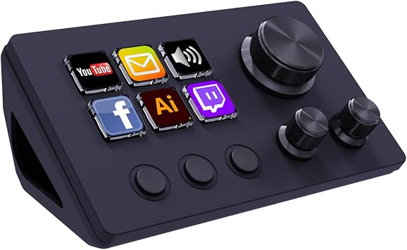 TreasLin Stream Controller Deck with12 Customizable Macro Keypad to Trigger Actions in OBS Twitch YouTube for Content Creators Stream Dock Compatible with PC & Mac N3 Black Macro Keypad