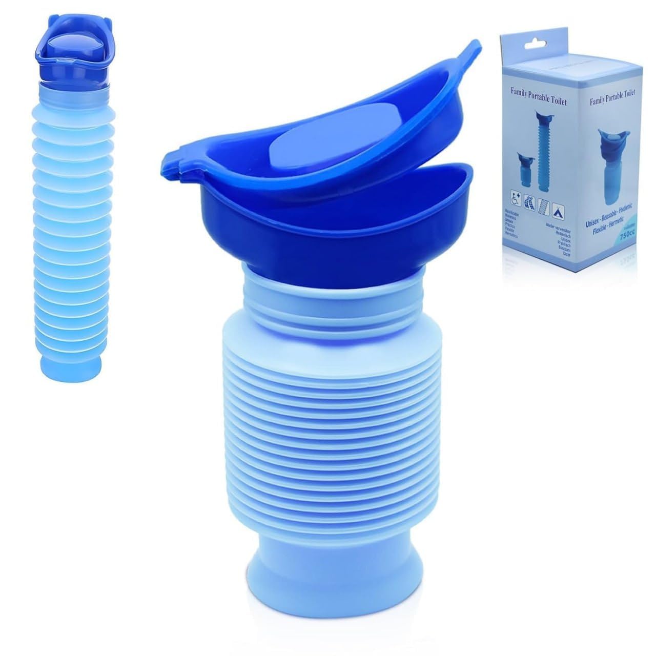 Portable Urinal Bottle for Men & Women, 750 ml Collapsible Travel Toilet with Sealed Leakproof Lid, Foldable Pee Bottle for Car, Camping, Hiking, Traffic Jam, Emergency Outdoor Use-image-49