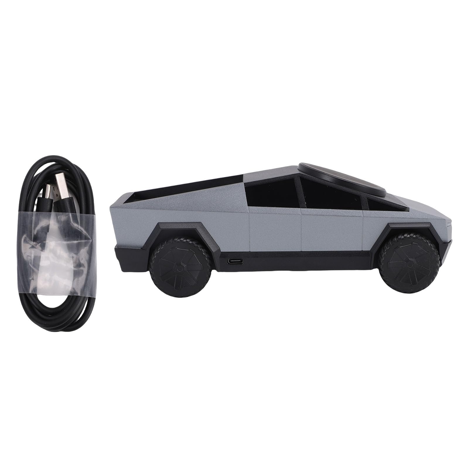 XUMIUZIY Stazione di Ricarica Wireless 3 in 1, Caricabatterie Rotante per Modello di Auto in Scala 1:25 con Luce Ambientale per Auricolari per Orologio da Telefono (GRAY)