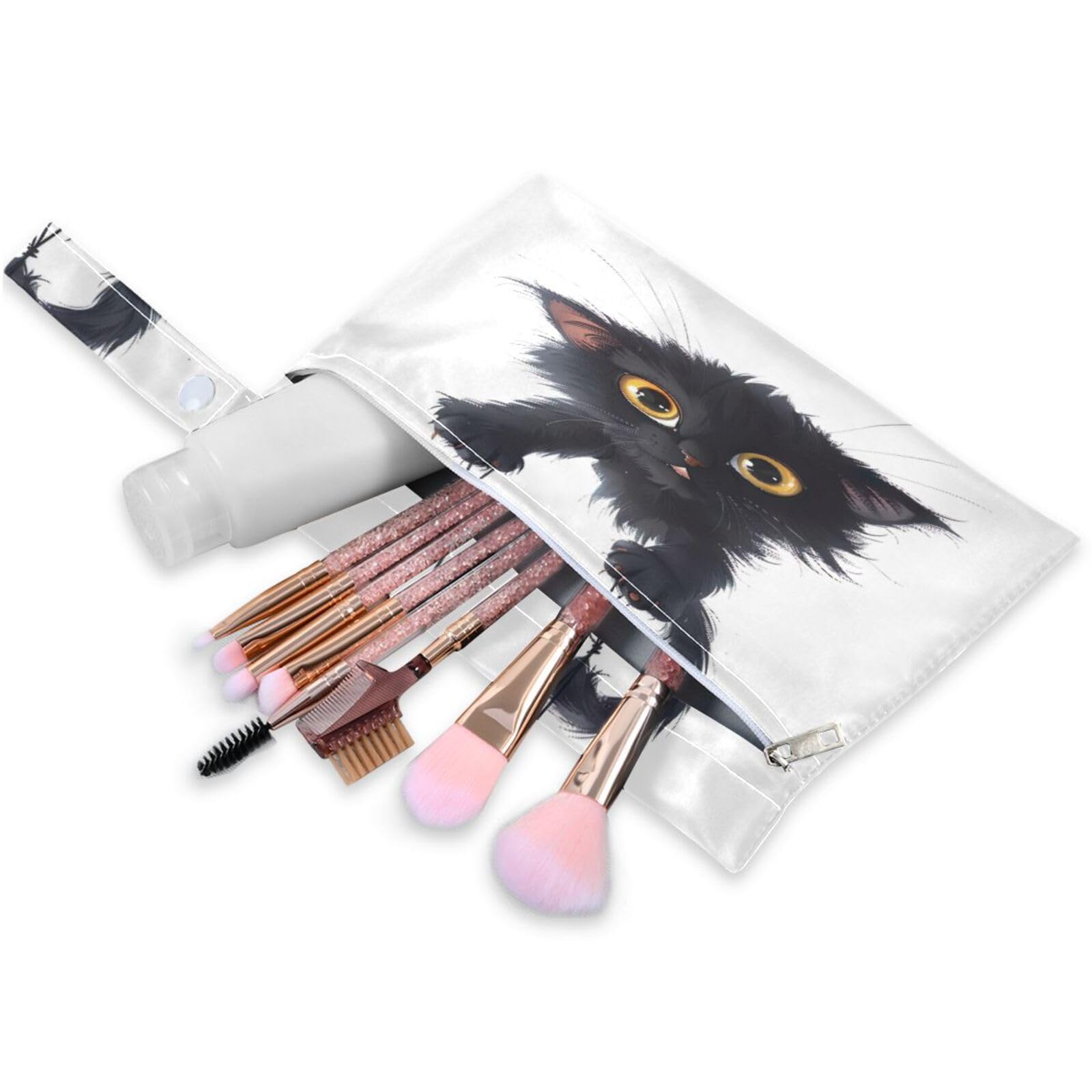 Coikll Wet Dry Bags for Cloth Diaper 2 Pack Waterproof Yoga Gym Bag for Swimsuit Wet Clothes Baby Items-?Naughty Black Cat?