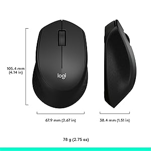 Logitech M330 SILENT Wireless Mouse, 2.4GHz with USB Receiver, Optical Tracking, Quiet & Lightweight, Long Battery Life, for PC, Mac, Laptop, Chromebook - Black