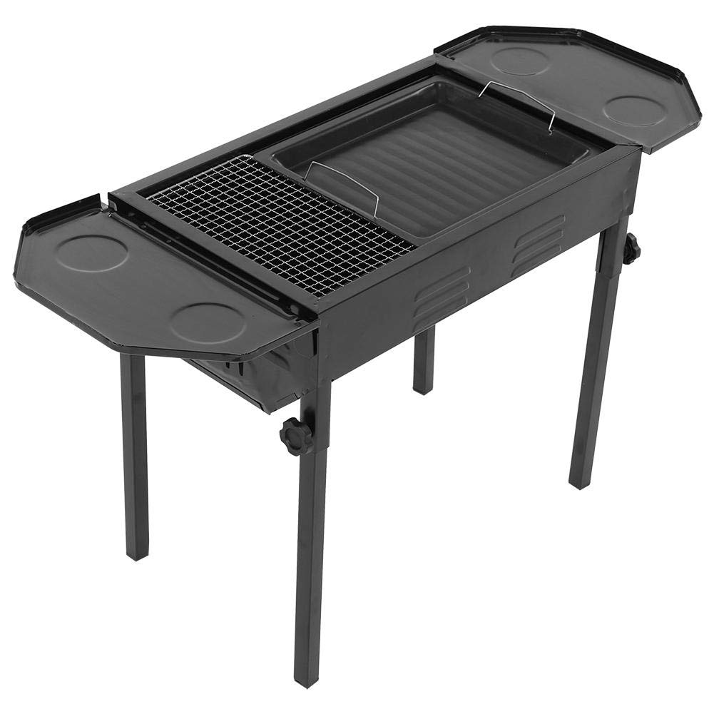Barbecue charbon pliable inox robuste et léger avec cuve noire résistante