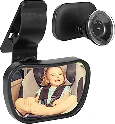 Espelho retrovisor de carro de bebê com ventosa e clipe ajustável, espelhos retrovisores interiores de carro para banco traseiro de segurança para assento de carro para bebês virados para