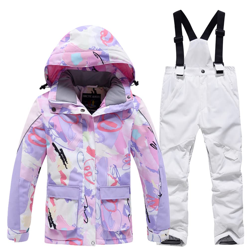 Girls/Boys Snowsuits Hooded Insulated Windproof Winer Coats Ski Jacket Snow Pants Set