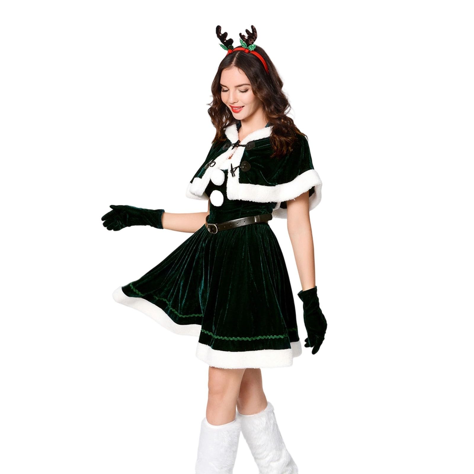 Generico Costume Natale Donna, Vestiti Natalizi Donna,Elegante Costume per Festa Spettacolo Evento Formale Vestito con