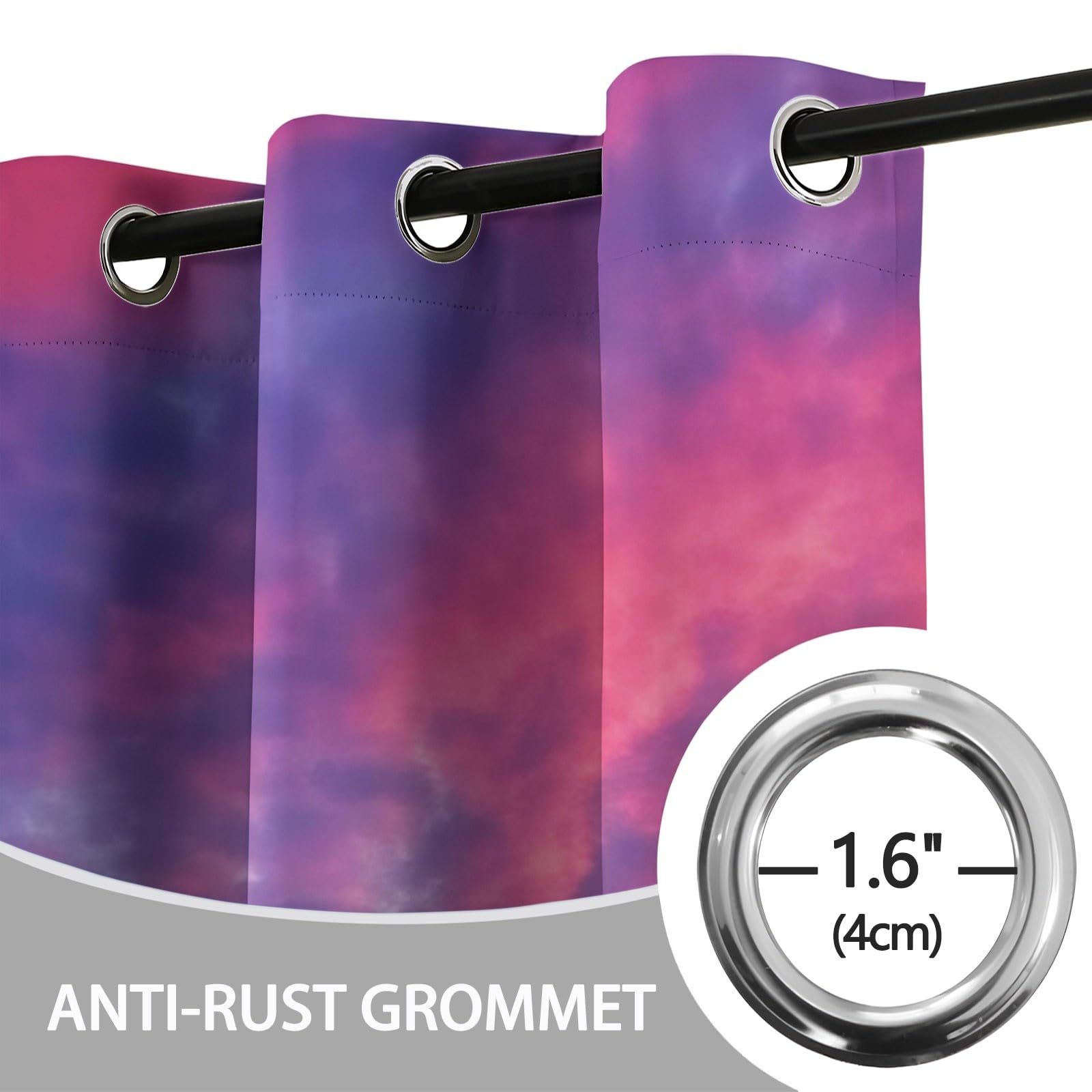 117L X 138H cm (2 Panneaux) Rideau Occultant Thermiques à Oeillets pour Chambre, Violet Marron Motif Nature Nuages Jetée Mer Rideaux Salon pour Chambre Enfant Fille Garcon Rideau