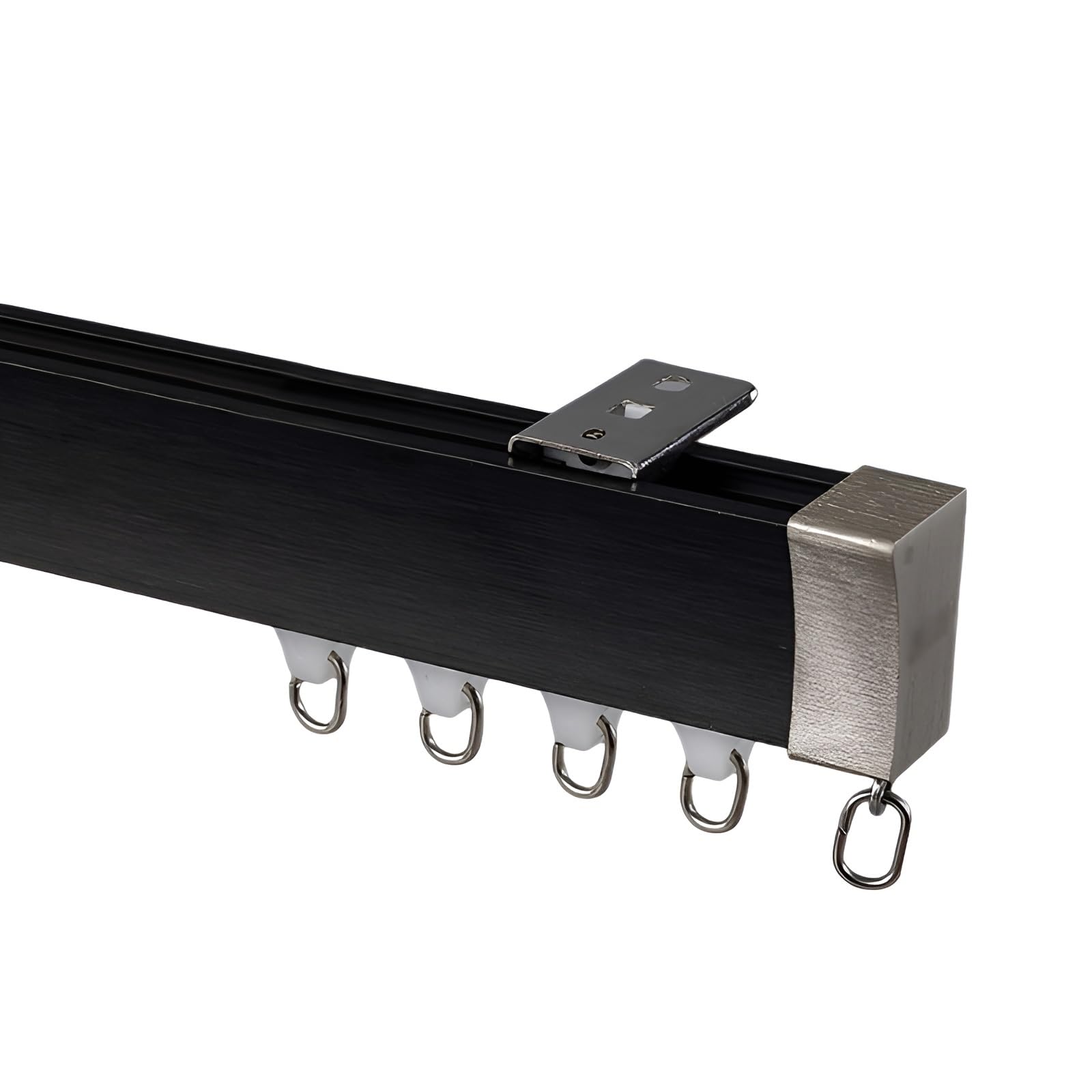 Riel de aluminio para separadores de ambientes en techo o pared negro de 180 cm