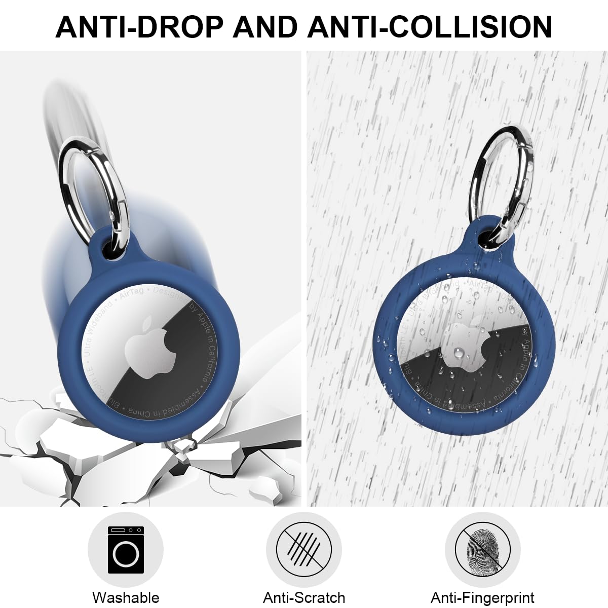 ELZO 4 szt. Tag Keychain, PU Leather Case Compatible with AirTag (2021), Anti-Loss, Fit For School Bags, Portfele, Brelok Clovers.