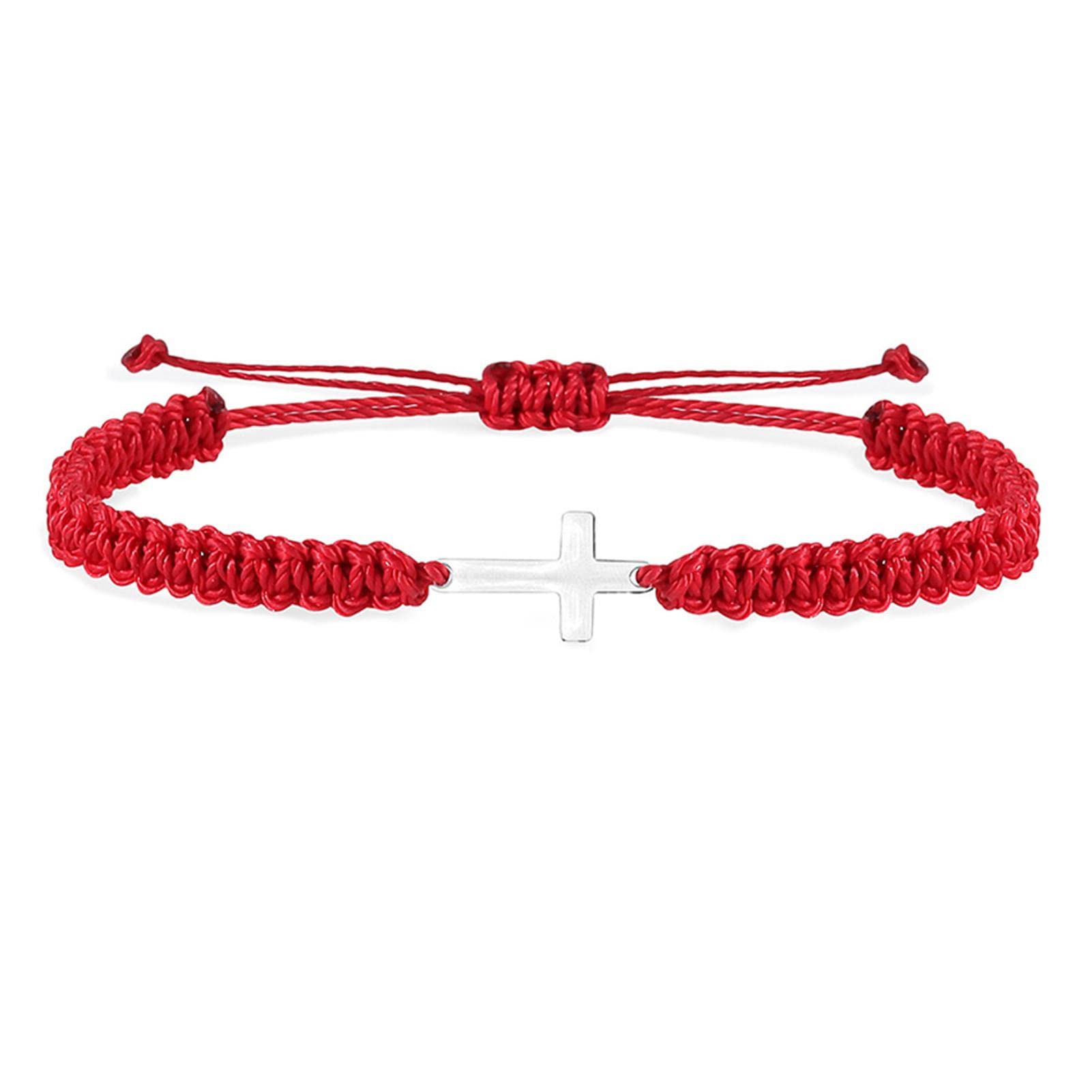 Tacery Women's Red Matching Couple Bracelets,Braided Couple Bracelets Rope Cross | Adjustable Friendship Bracelets, Pinky Promise Bracelet, Handmade For Friends, Gifts, Couple,