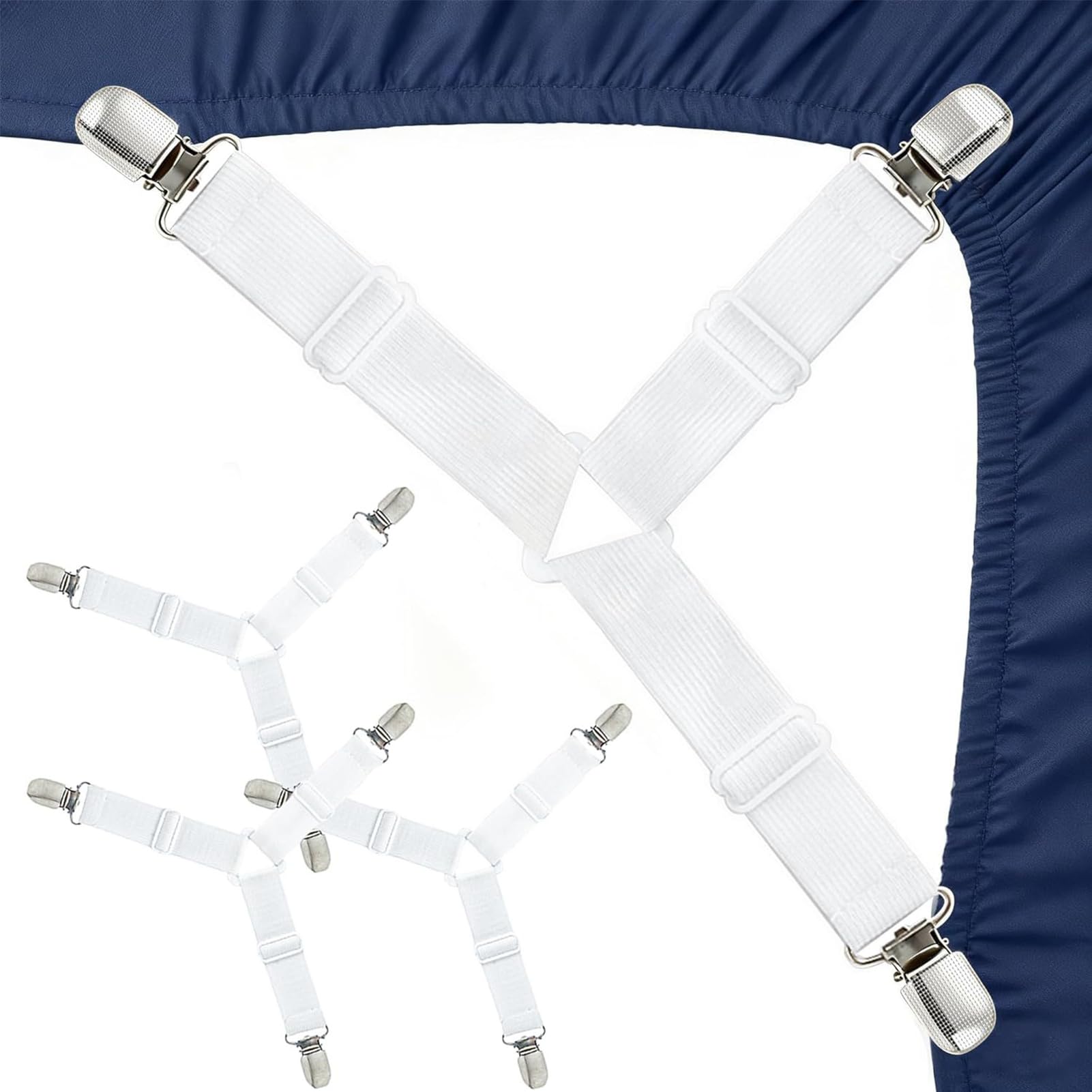 4 Stück Bettlakenspanner,Bettlakenspanner Verstellbar,Bettlaken Halter Gegen Verrutschen,Dreieckige Bettlaken Spanner,Spannbettlaken Halter,Matratzenspanner Für Bettlaken, Matratze, Sofa, Bügelbrett