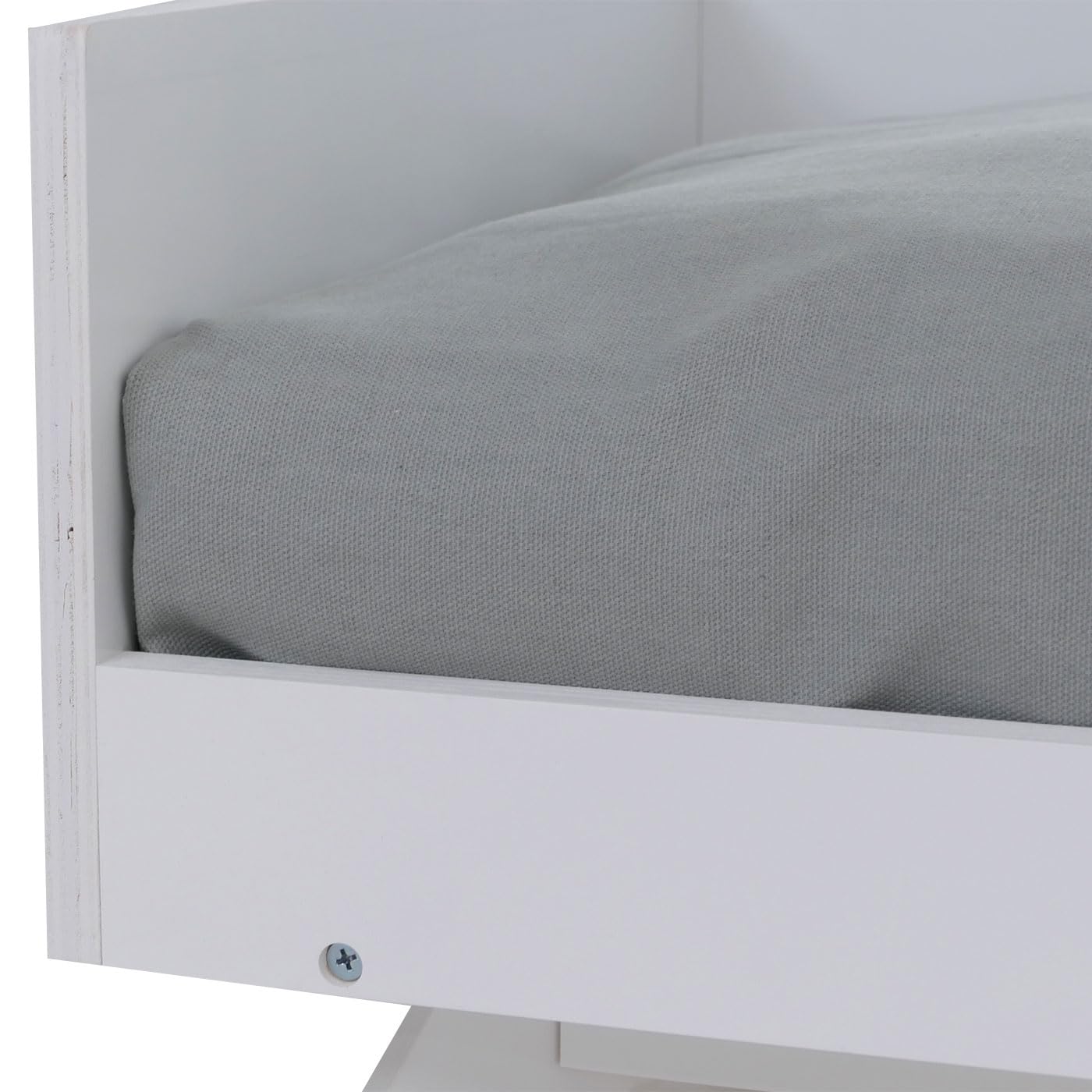 Mendler Lit pour Animaux HWC-Q64, Panier pour Chats et Chiens, Corbeille pour Animaux, couchette, en Bois MVG 32 x 72 x 50 cm - Blanc, Coussin Gris